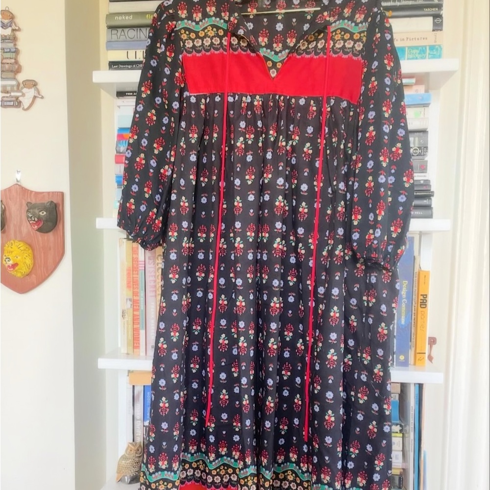 1970s Vintage Handmade Floral Prairie Dress
